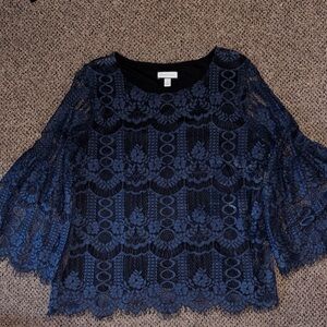 Charter Club Navy Lace Blouse